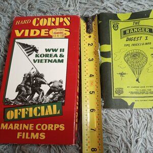 Lot of Army Special Forces Ranger Digest 1 book and US Marine Corps VHS tape